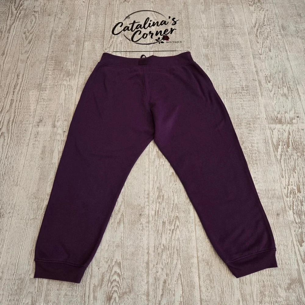 Victorias Secret Purple Lace Up Front Fleece Jogger Sweatpants XXL Athleisure